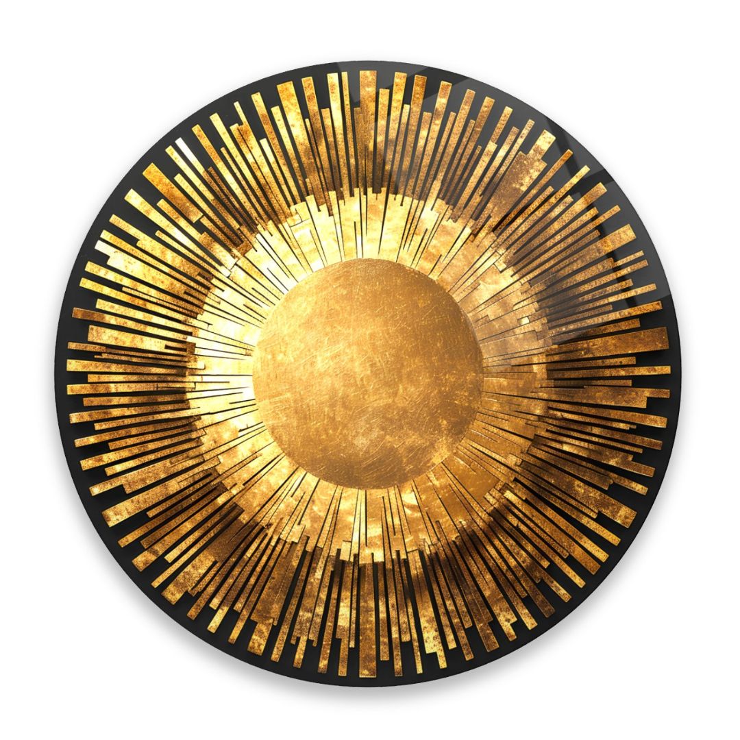 Golden Radiance Glass Wall Art