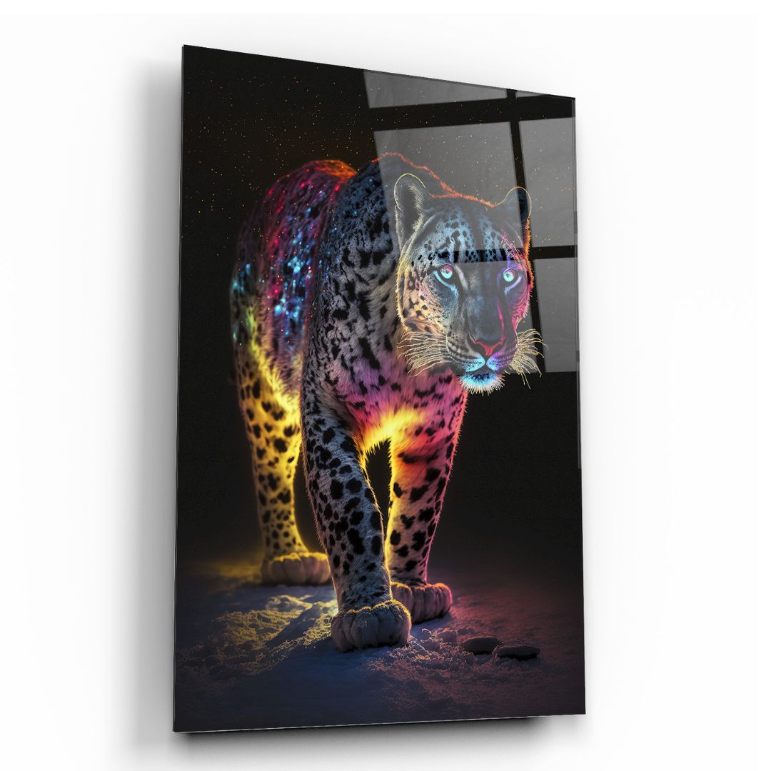 Cosmic Panther: The Night Stalker glass wall art