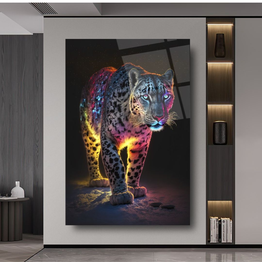 Cosmic Panther: The Night Stalker glass wall art