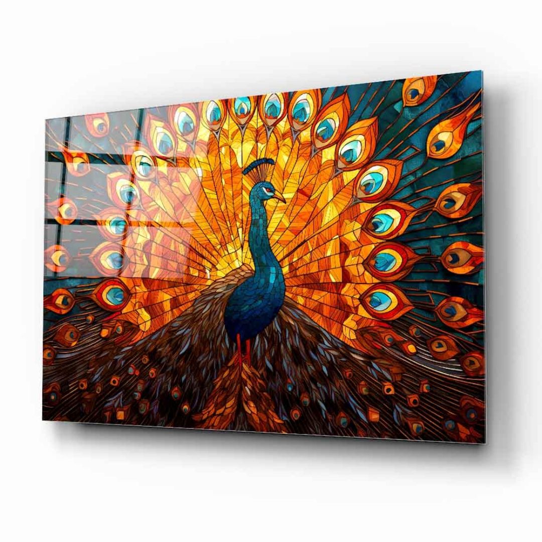 Radiant Peacock Glass Wall Art