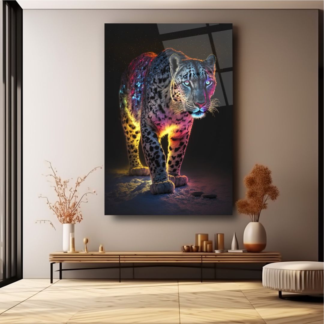 Cosmic Panther: The Night Stalker glass wall art