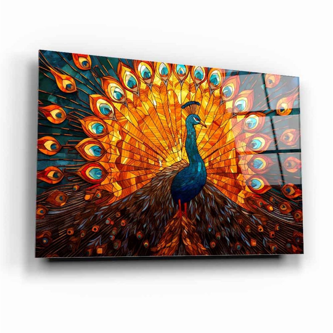 Radiant Peacock Glass Wall Art