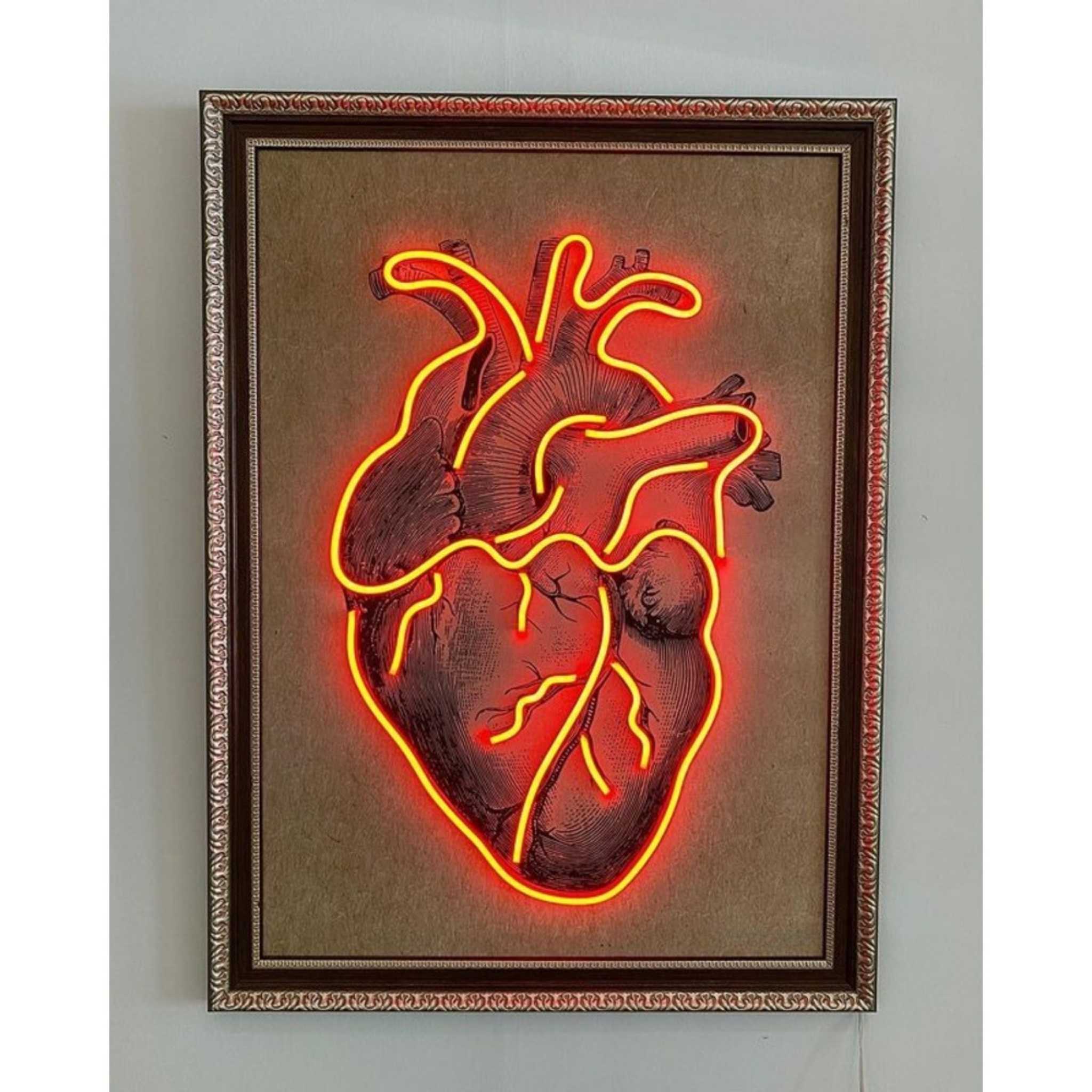 Radiant Love: Neon Heart Sign Wall Art