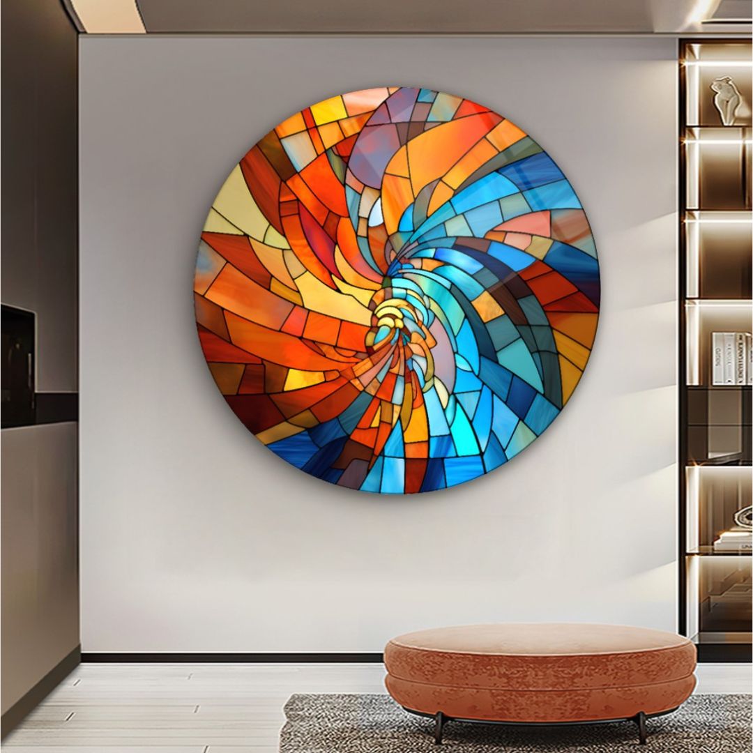 Vortex of Colors Glass Wall Art