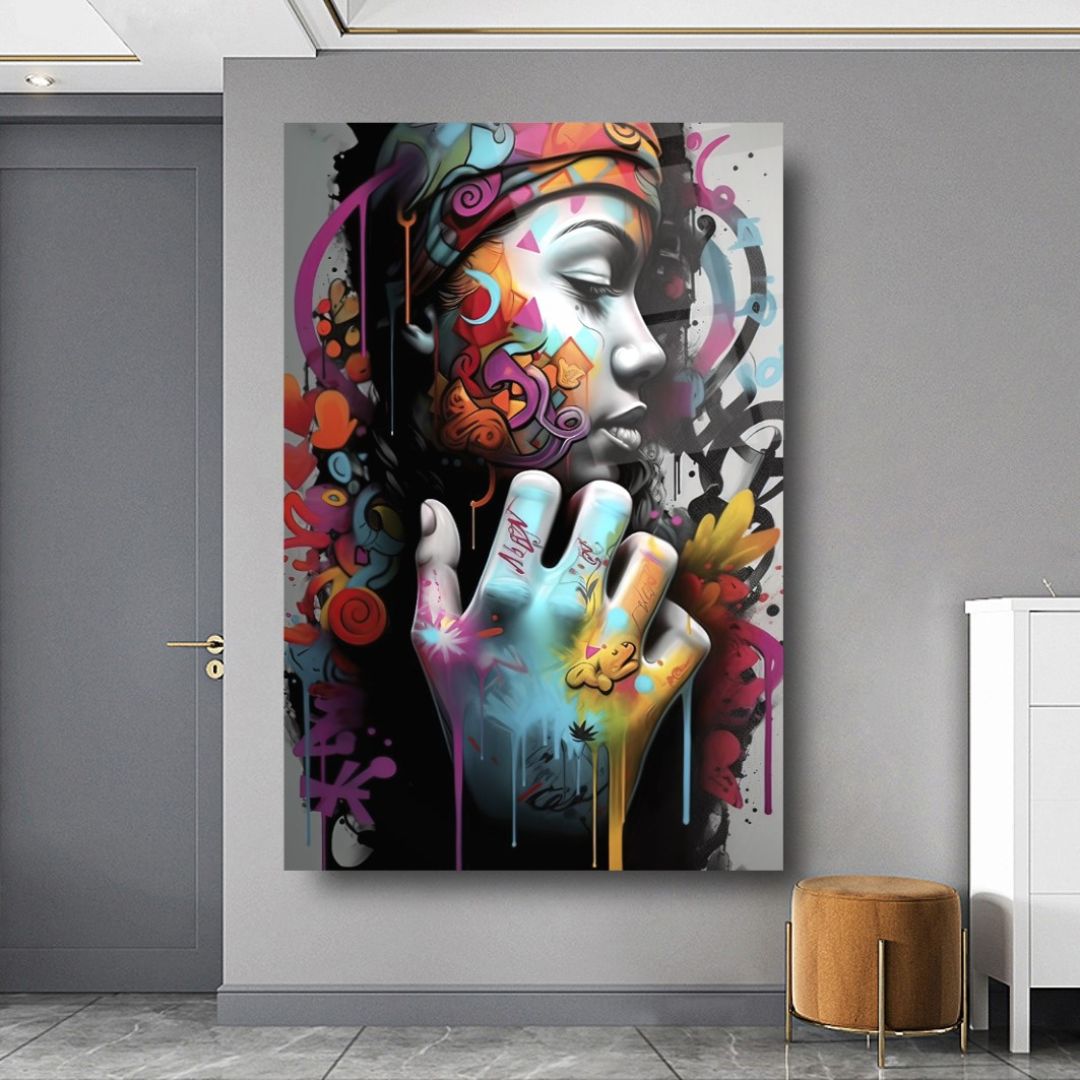 Vibrant Reflections: Graffiti Soul Glass Wall Art