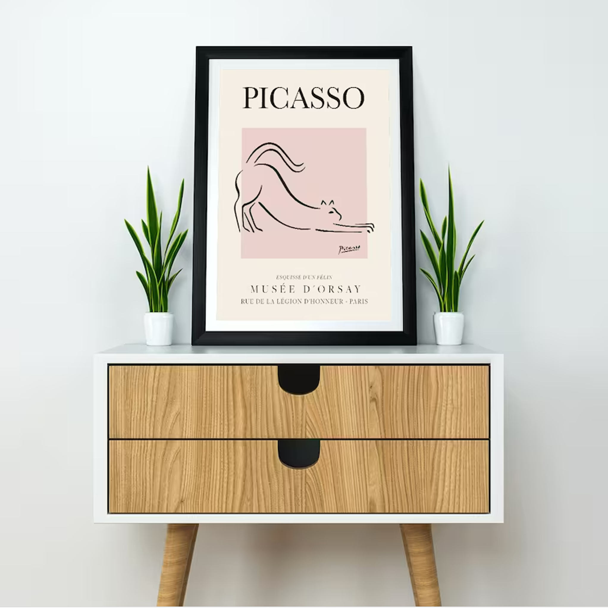 Picasso - The Cat Exhibition Vintage Line Art Poster