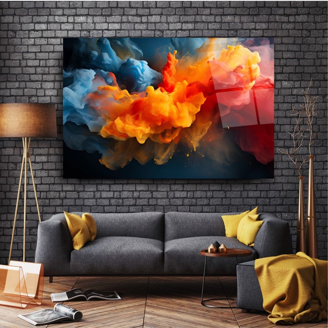 Explosive Energy Glass Wall Art