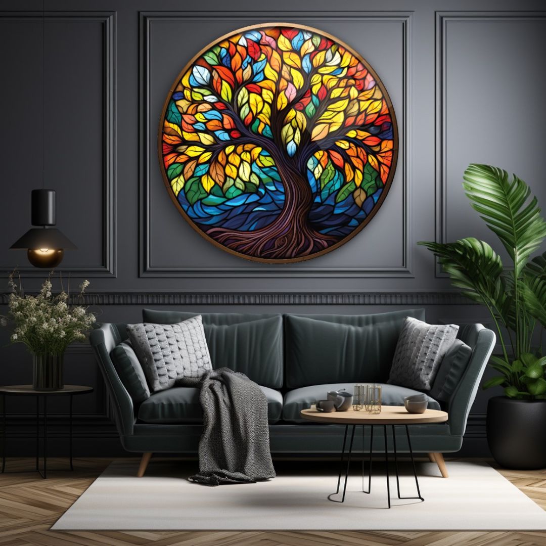 Tree of Life Stained Glass Wall Art