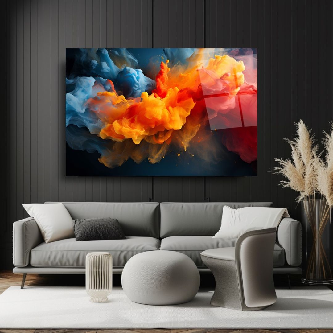 Explosive Energy Glass Wall Art