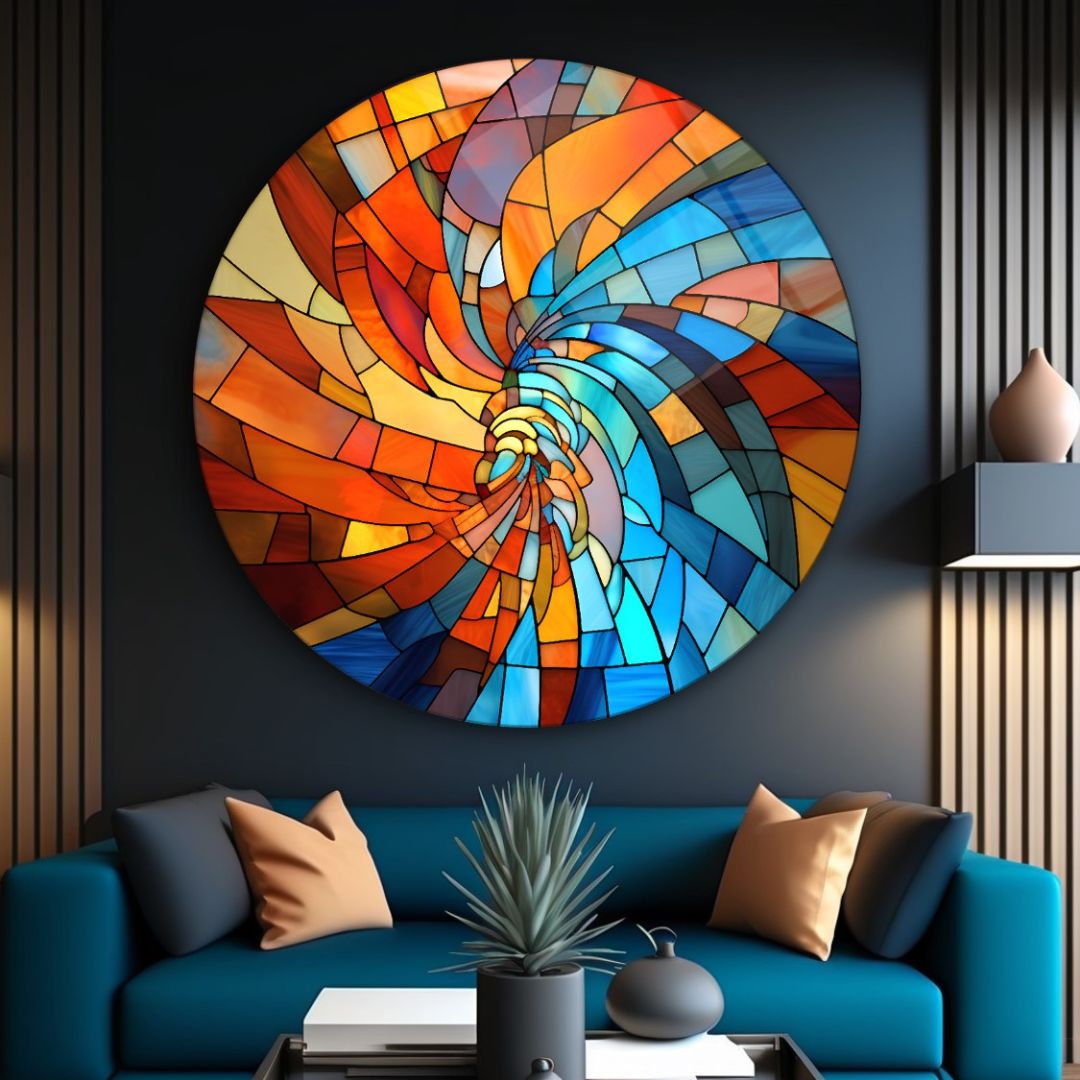 Vortex of Colors Glass Wall Art