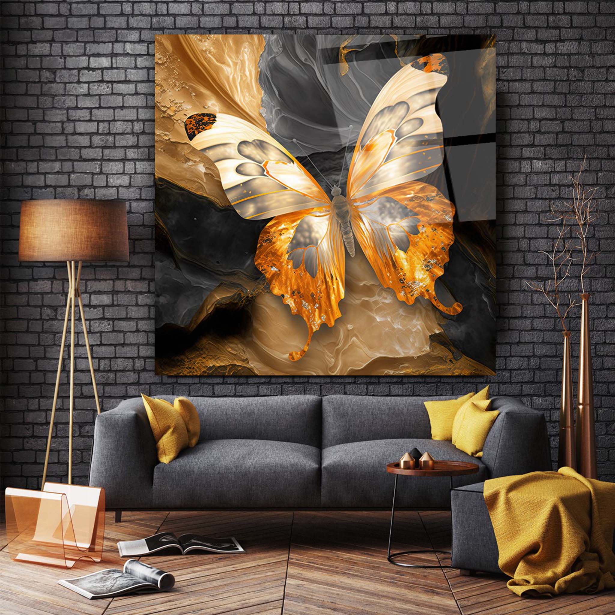 Butterfly Glass Wall Art Table