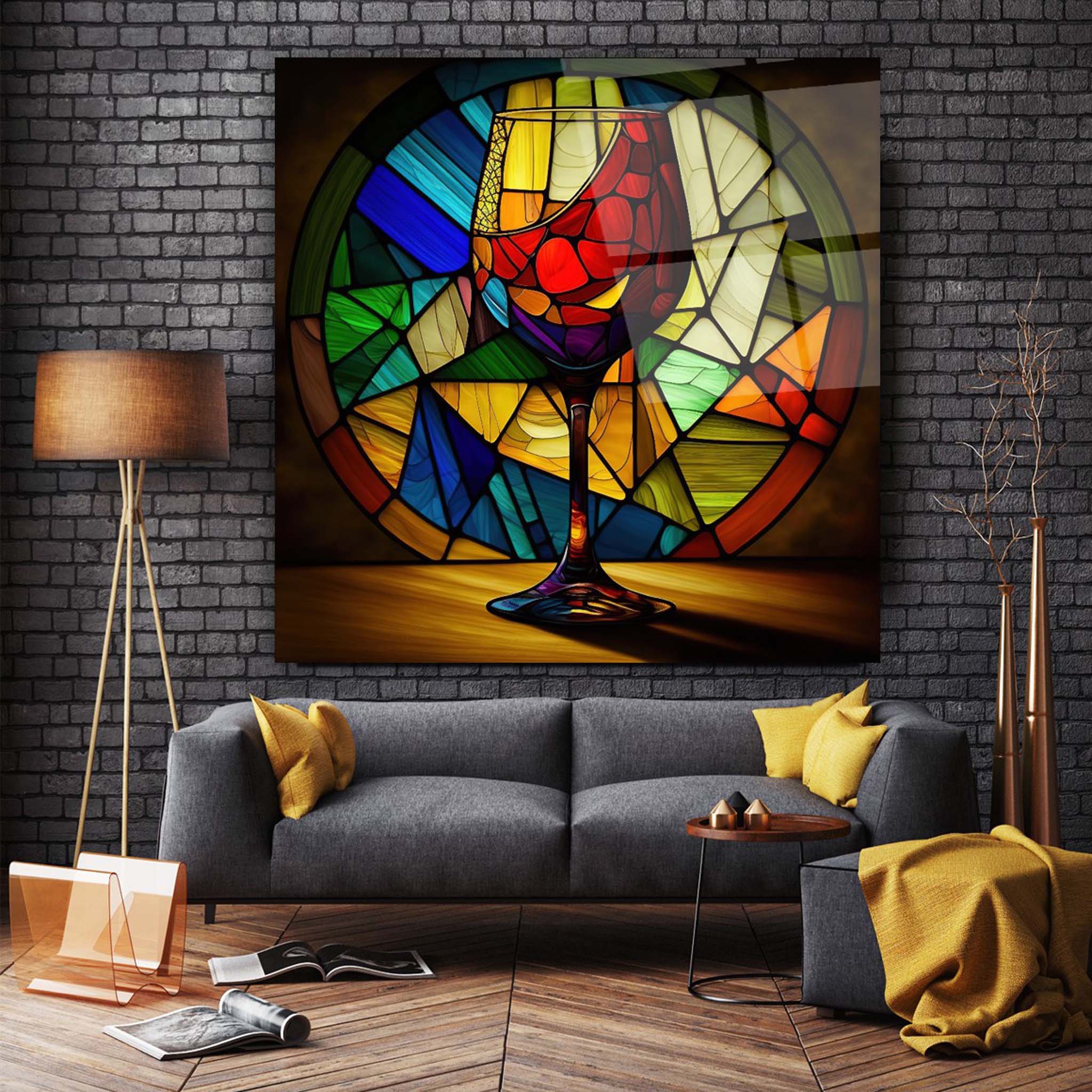 Stained Glass Goblet Glass Wall Art