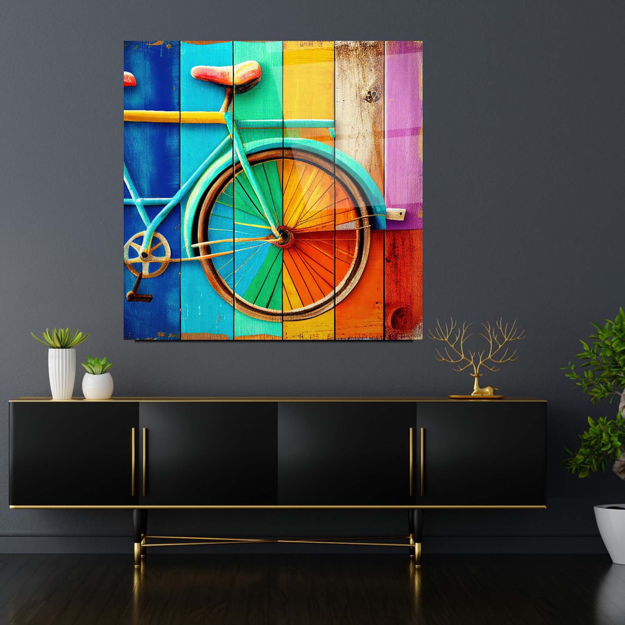 Bicycle Glass Table Wall Art