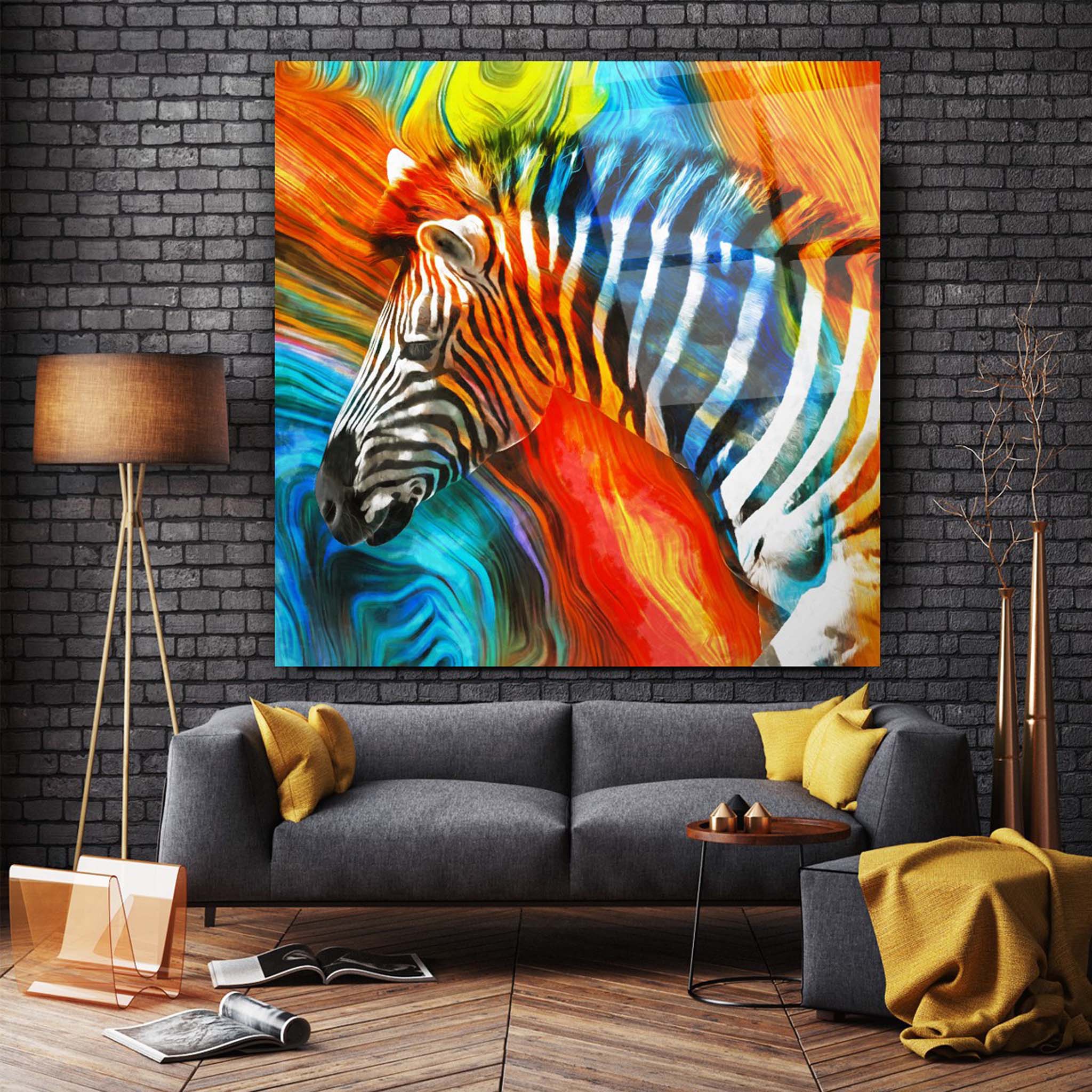 Colorful Giraffe Glass Wall Art