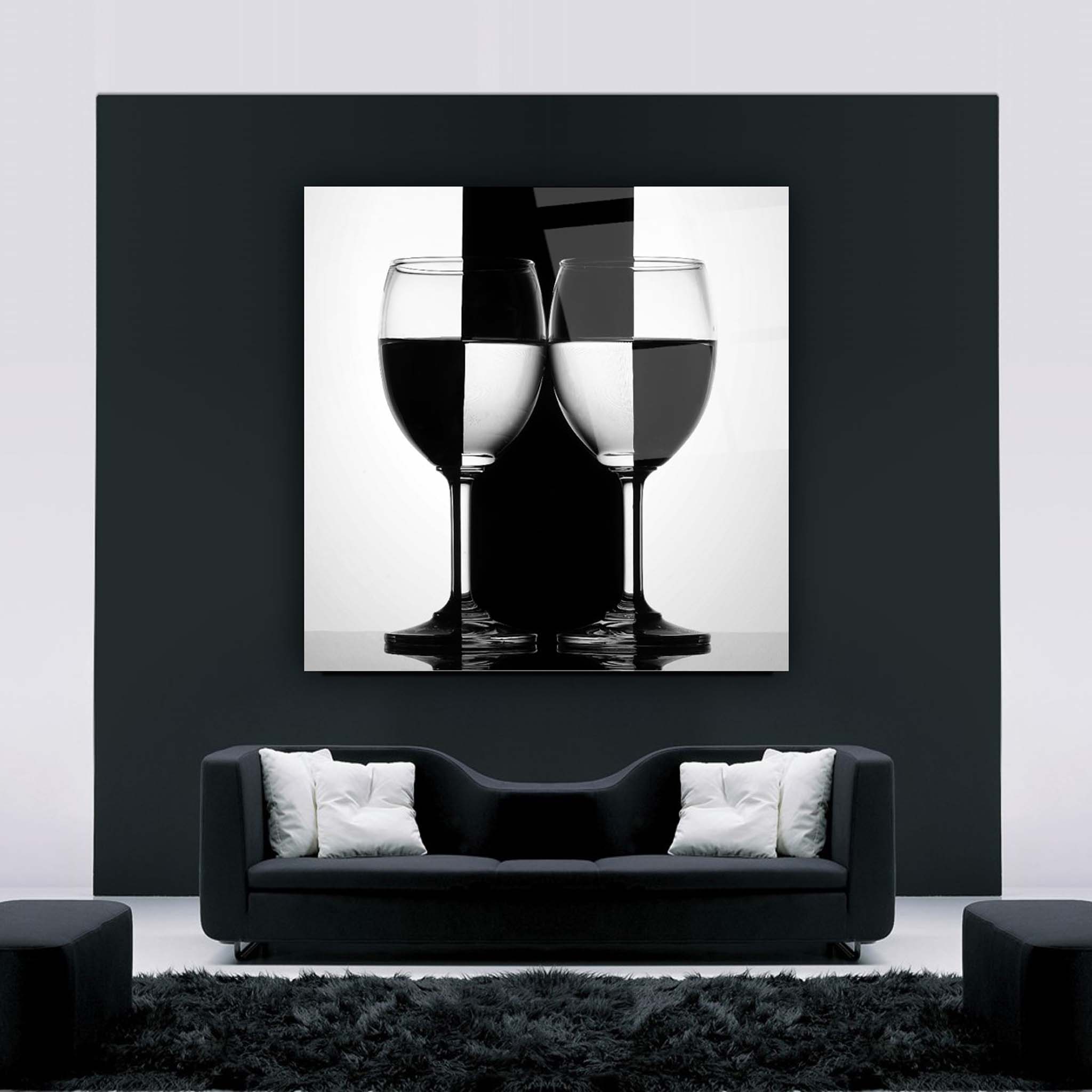 Black and White Glass Wall Art