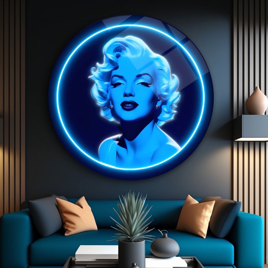 Glamour: Marilyn in Blue Glass Wall Art