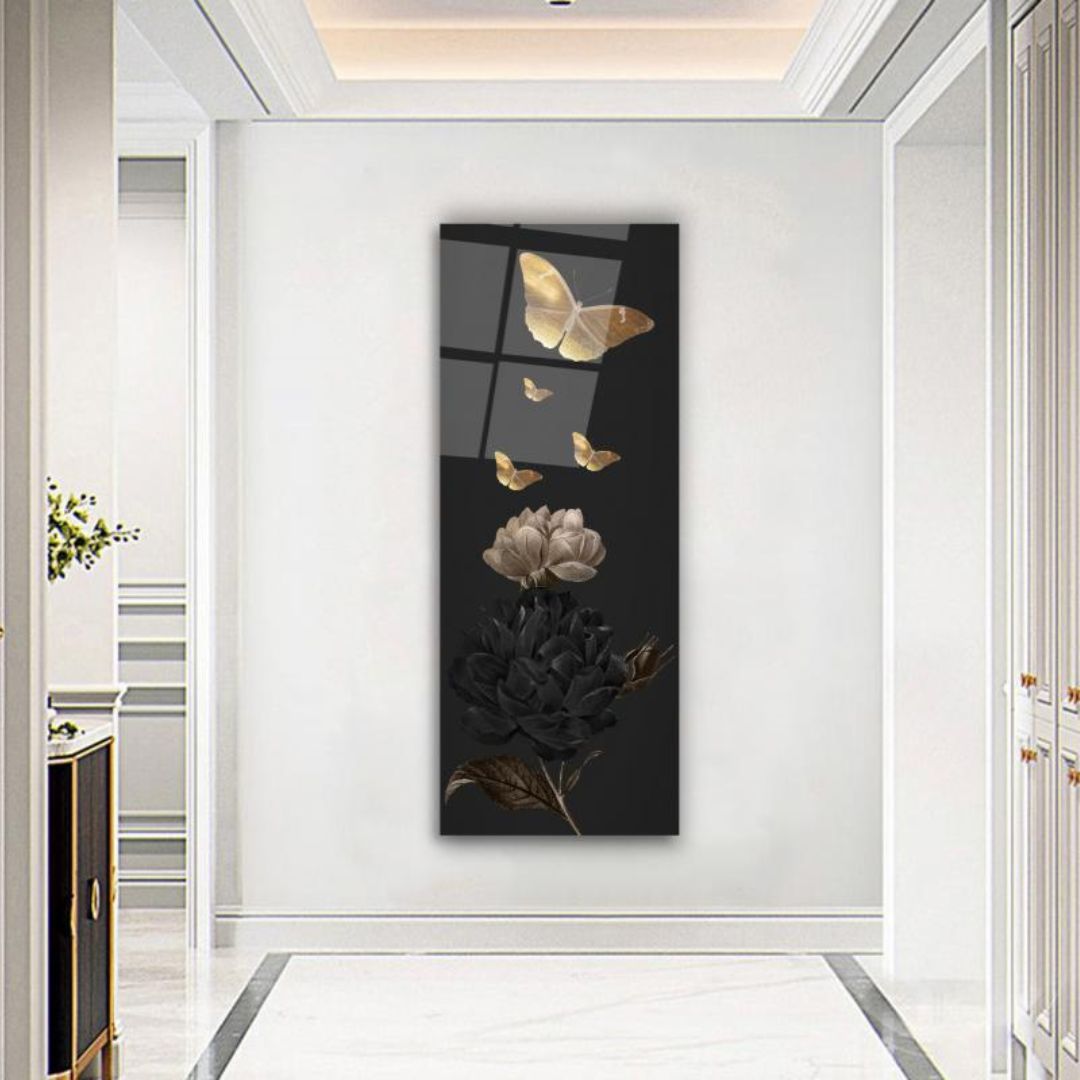 Golden Flight Glass Wall Art