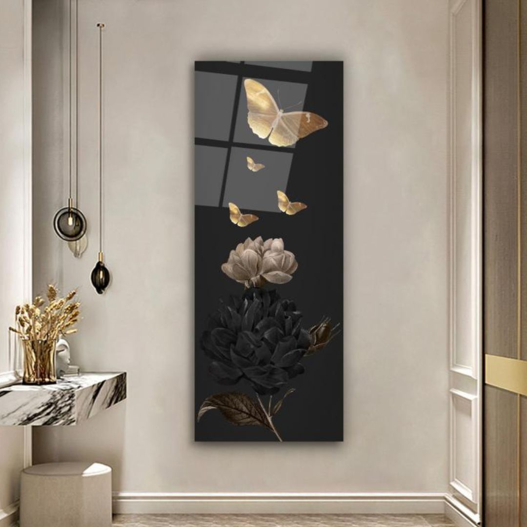 Golden Flight Glass Wall Art