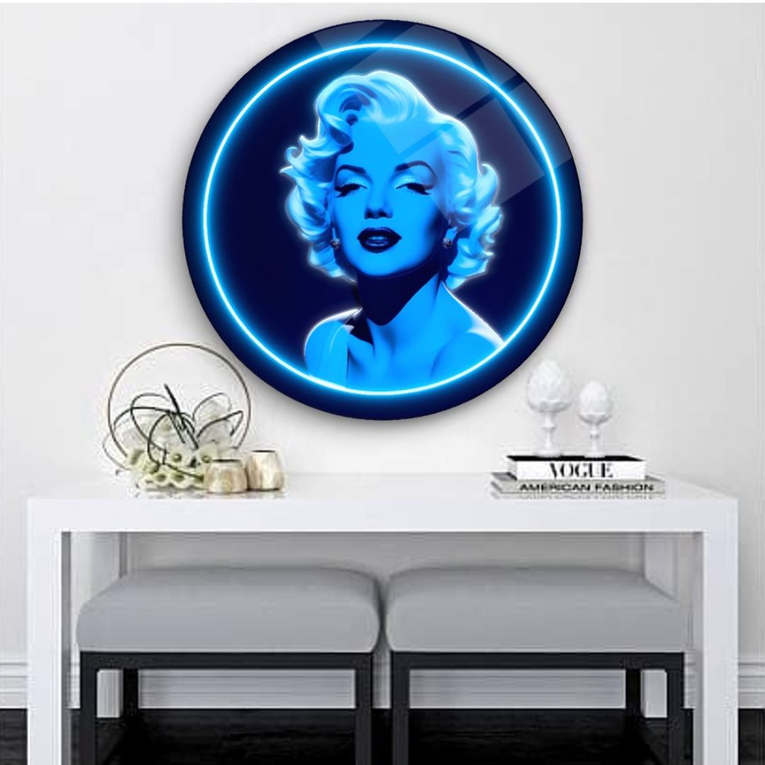 Glamour: Marilyn in Blue Glass Wall Art