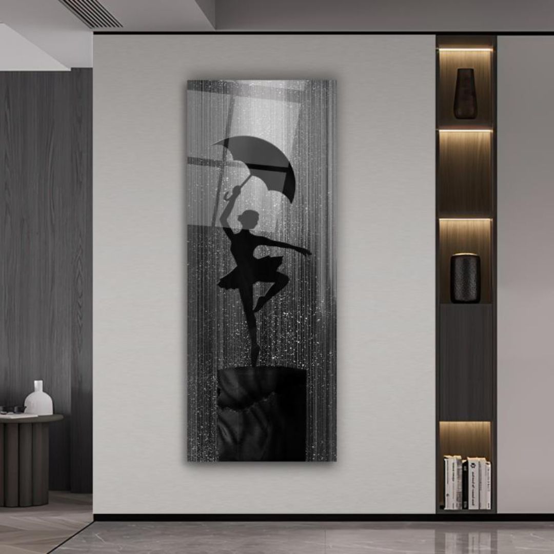 Dancing in the Rain Glass Wall Art