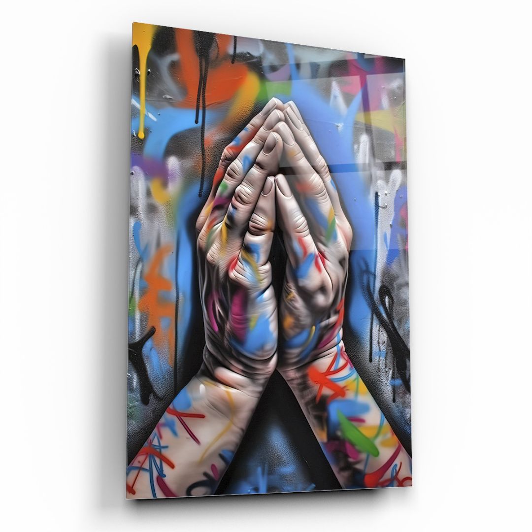 Prayer in Colors: Urban Serenity Glass Wall Art