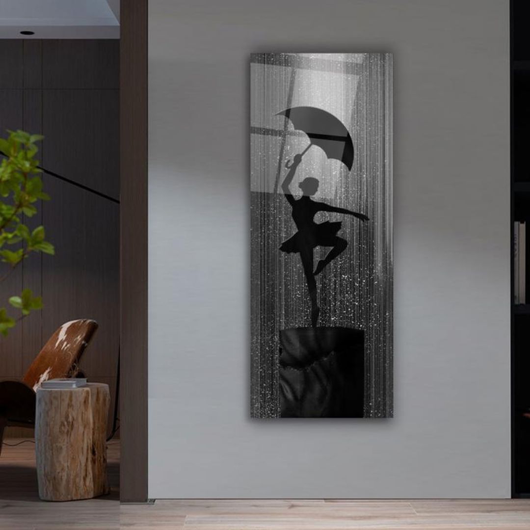 Dancing in the Rain Glass Wall Art