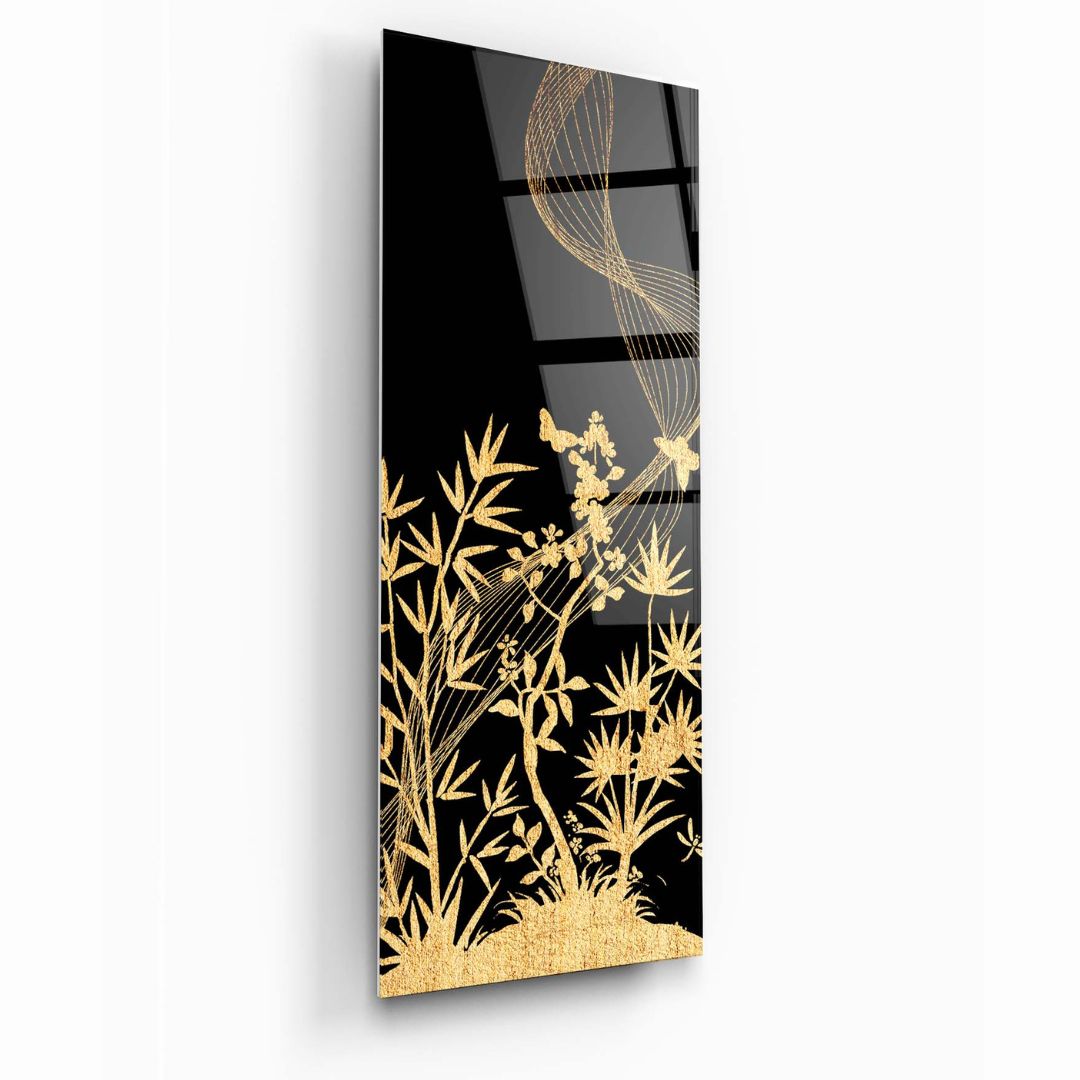 Golden Harvest Whispers Glass Wall Art