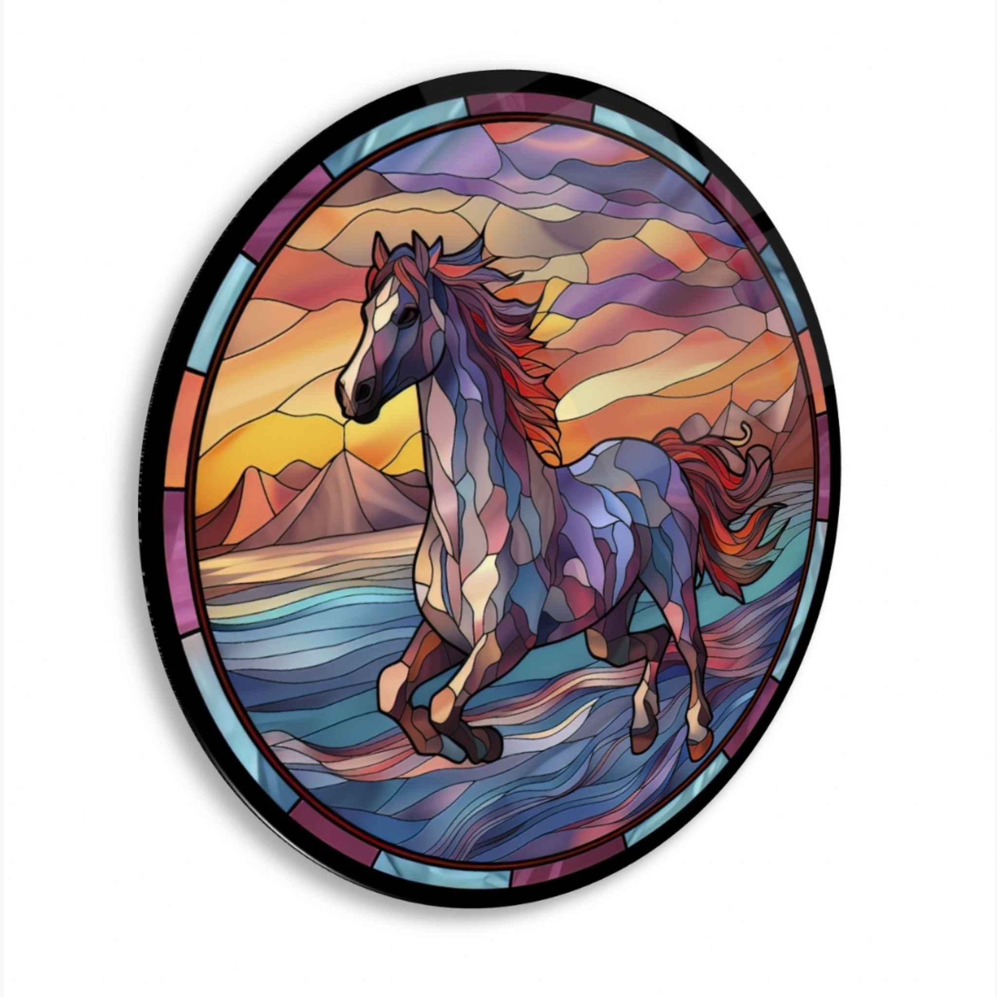 Coloured Horse Glass Wall Art