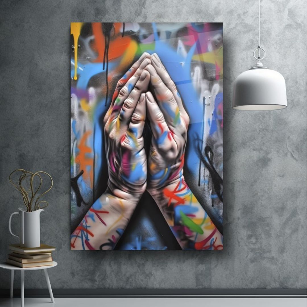 Prayer in Colors: Urban Serenity Glass Wall Art