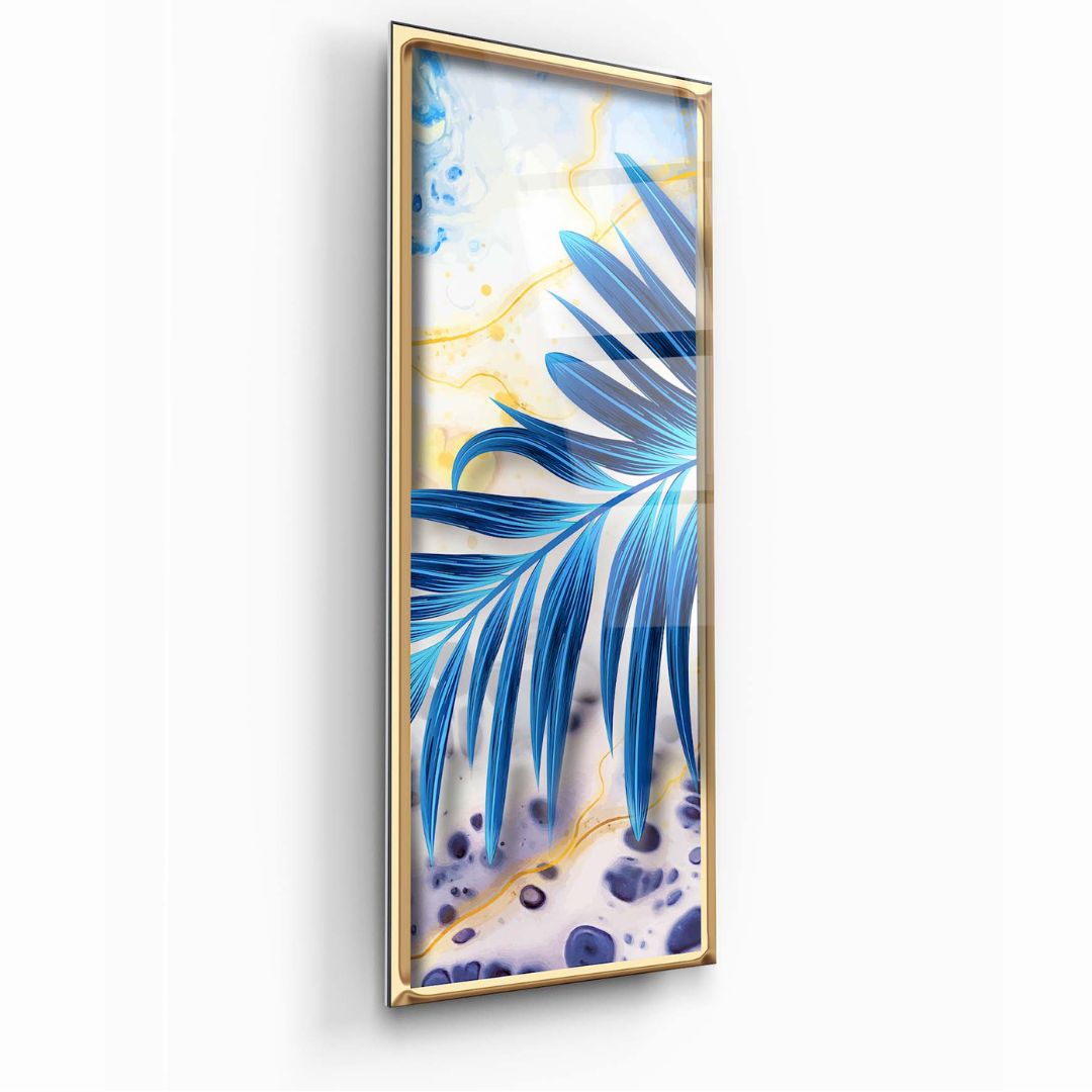 Azure Frond Glass Wall Art