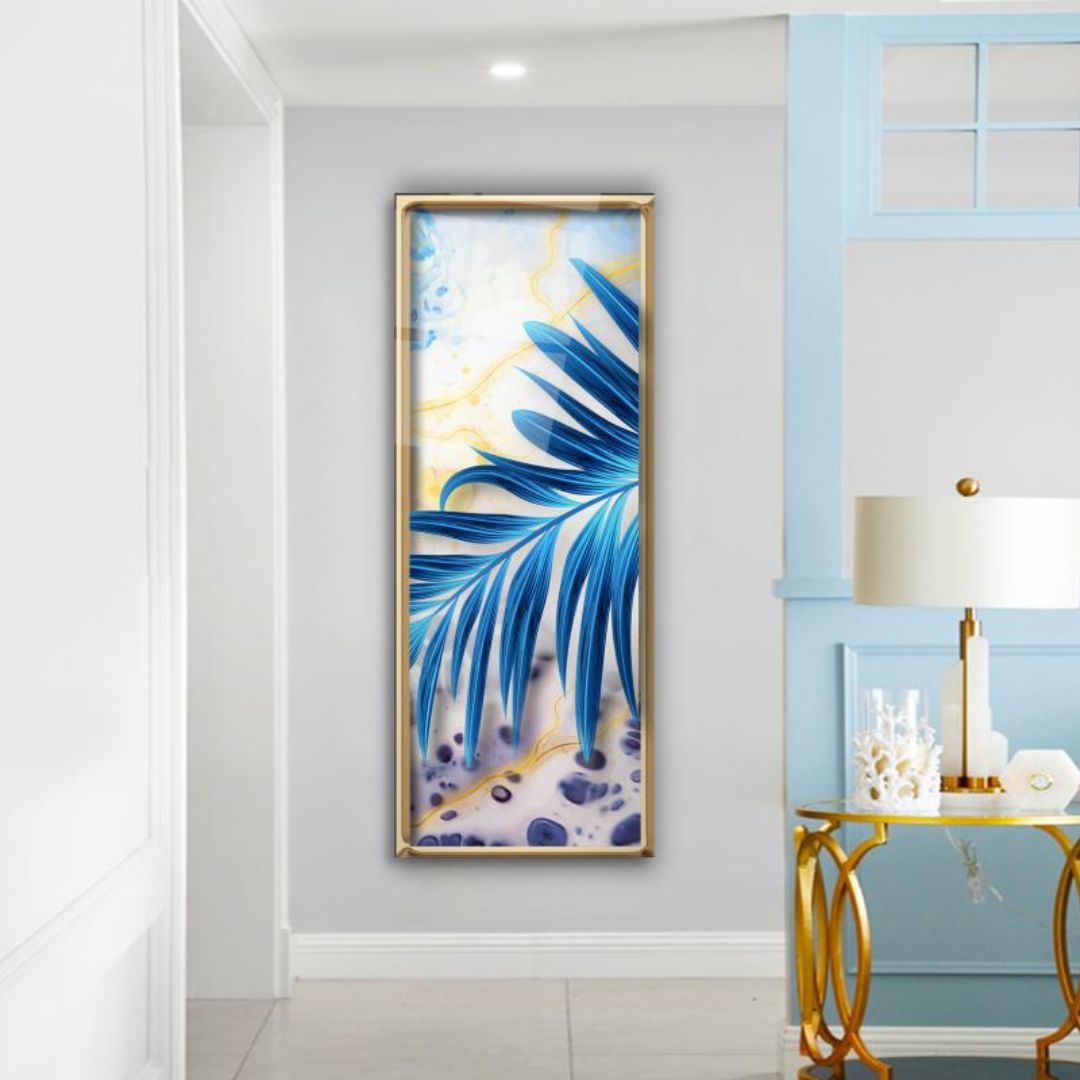 Azure Frond Glass Wall Art