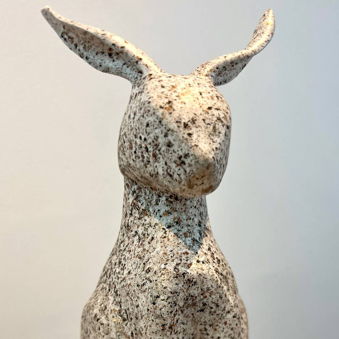 Stonebound Serenity: Abstract Rabbit Sculpture