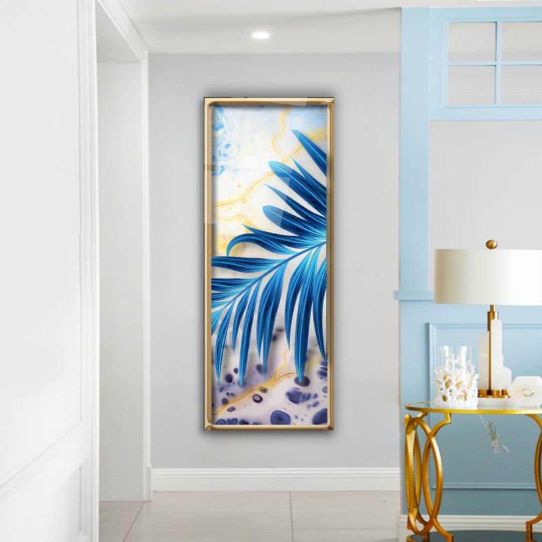 Azure Frond Glass Wall Art