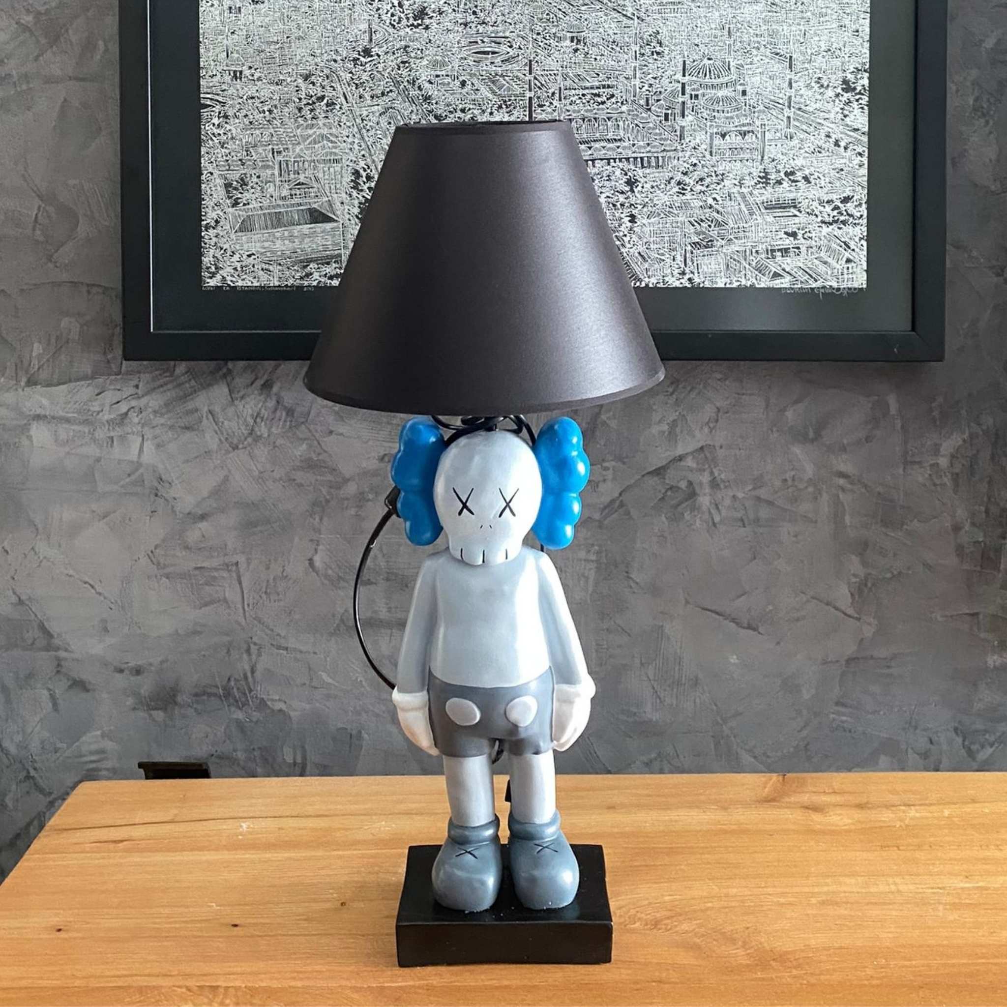 Illuminated Blue & Grey: The KAWS Sculpture with Lampshade