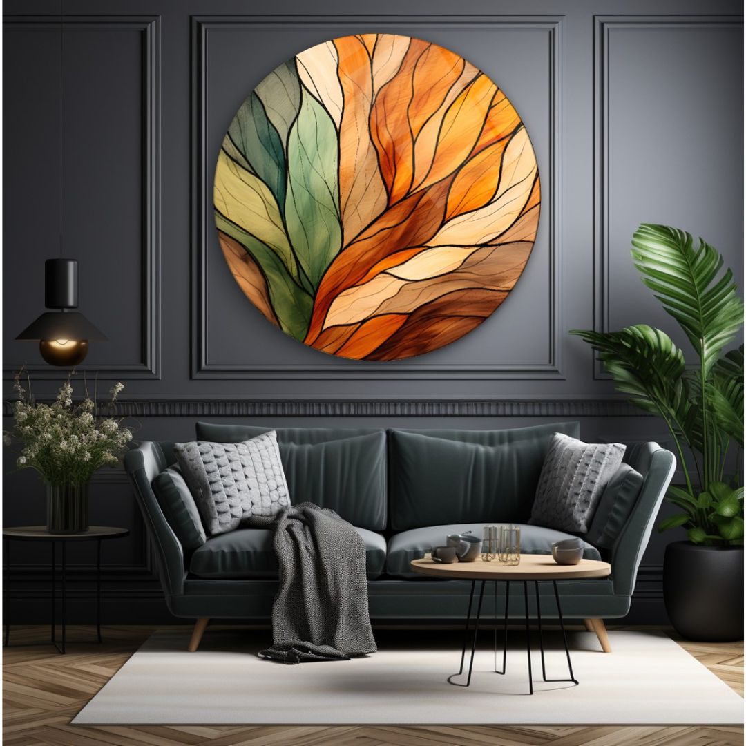 Autumn Leaf Harmony Glass Wall Art