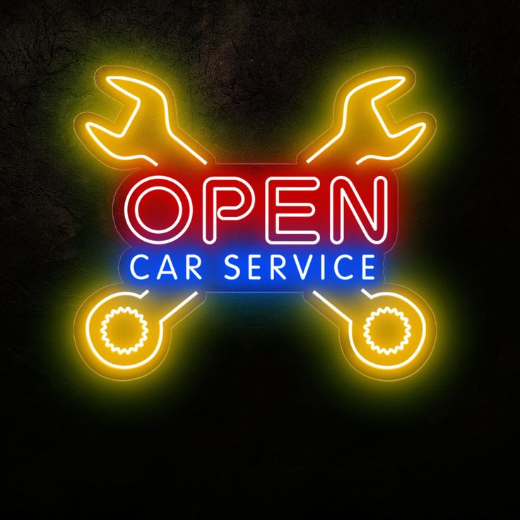 Open Car Service Neon Sign