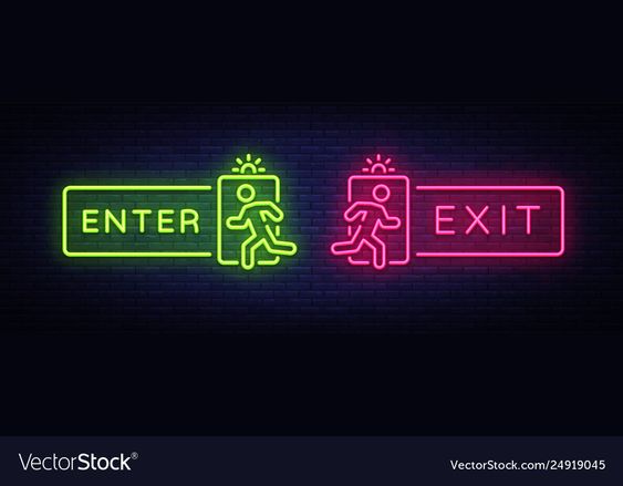 Neon Enter and Exit Directional Sign Set