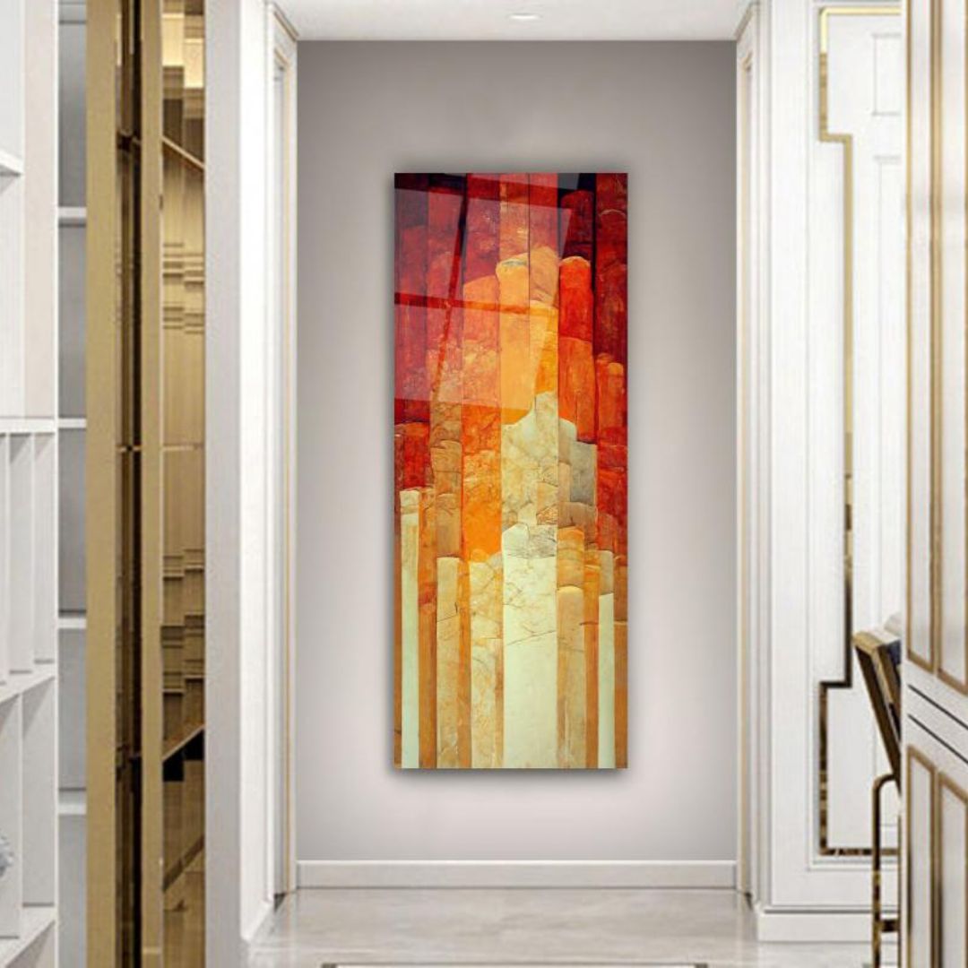 Crimson Horizons Glass Wall Art