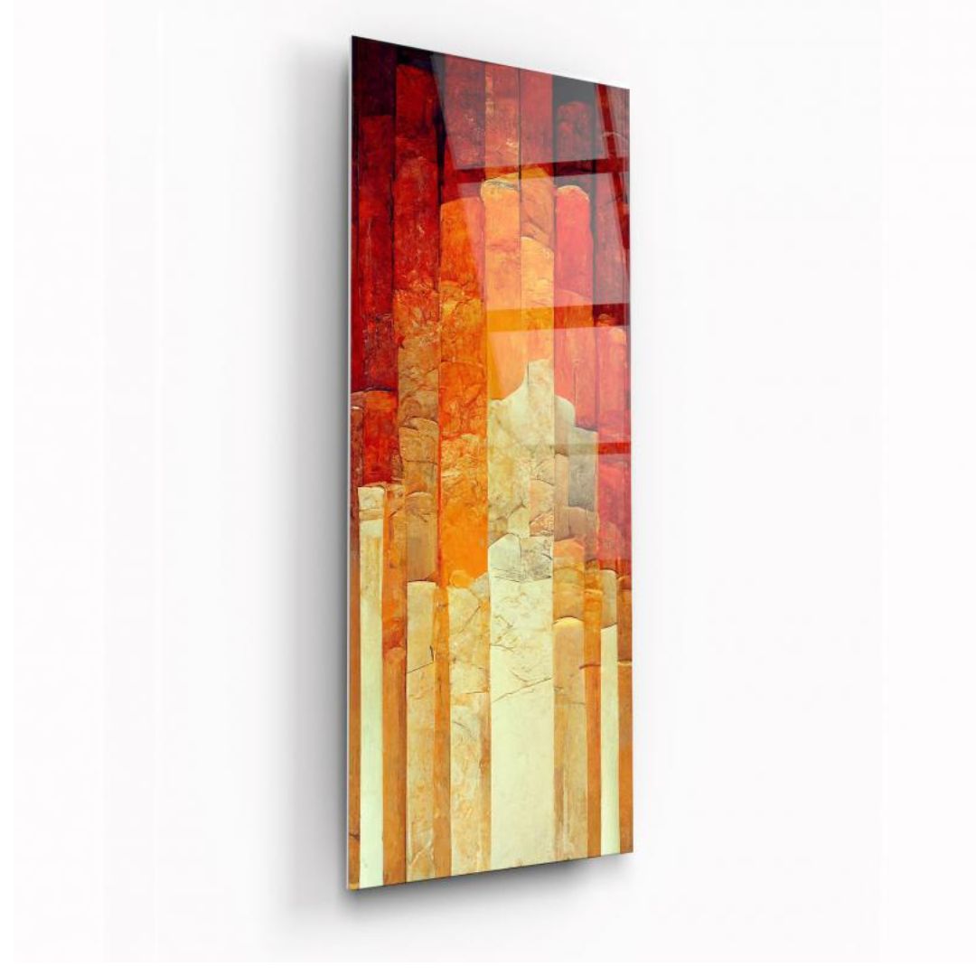 Crimson Horizons Glass Wall Art