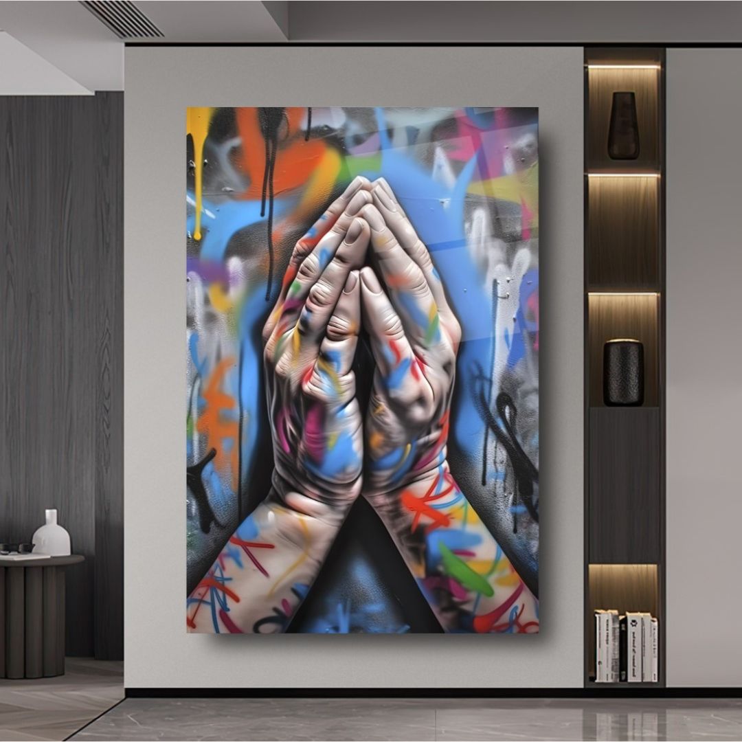 Prayer in Colors: Urban Serenity Glass Wall Art