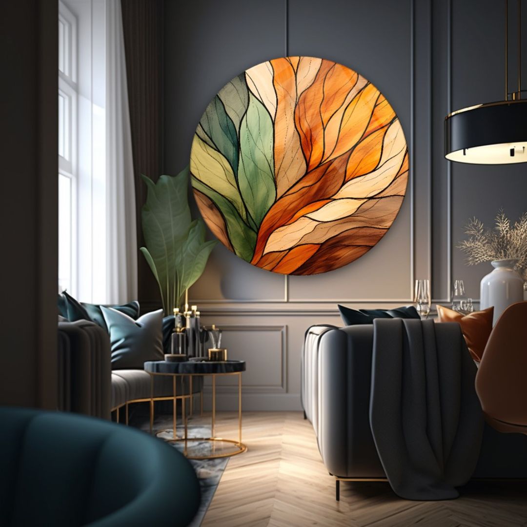 Autumn Leaf Harmony Glass Wall Art