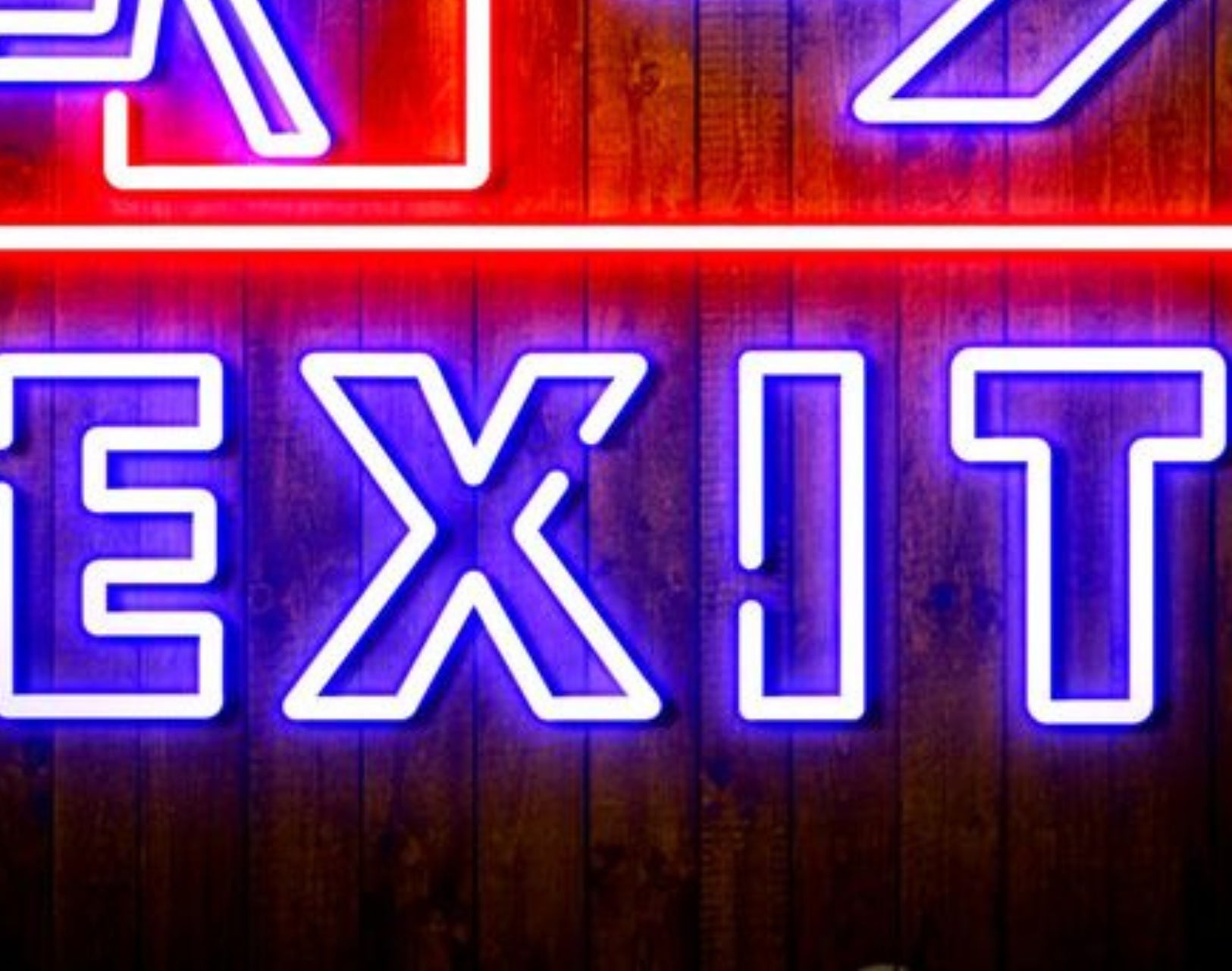 Neon Exit Sign with Arrow Indicator