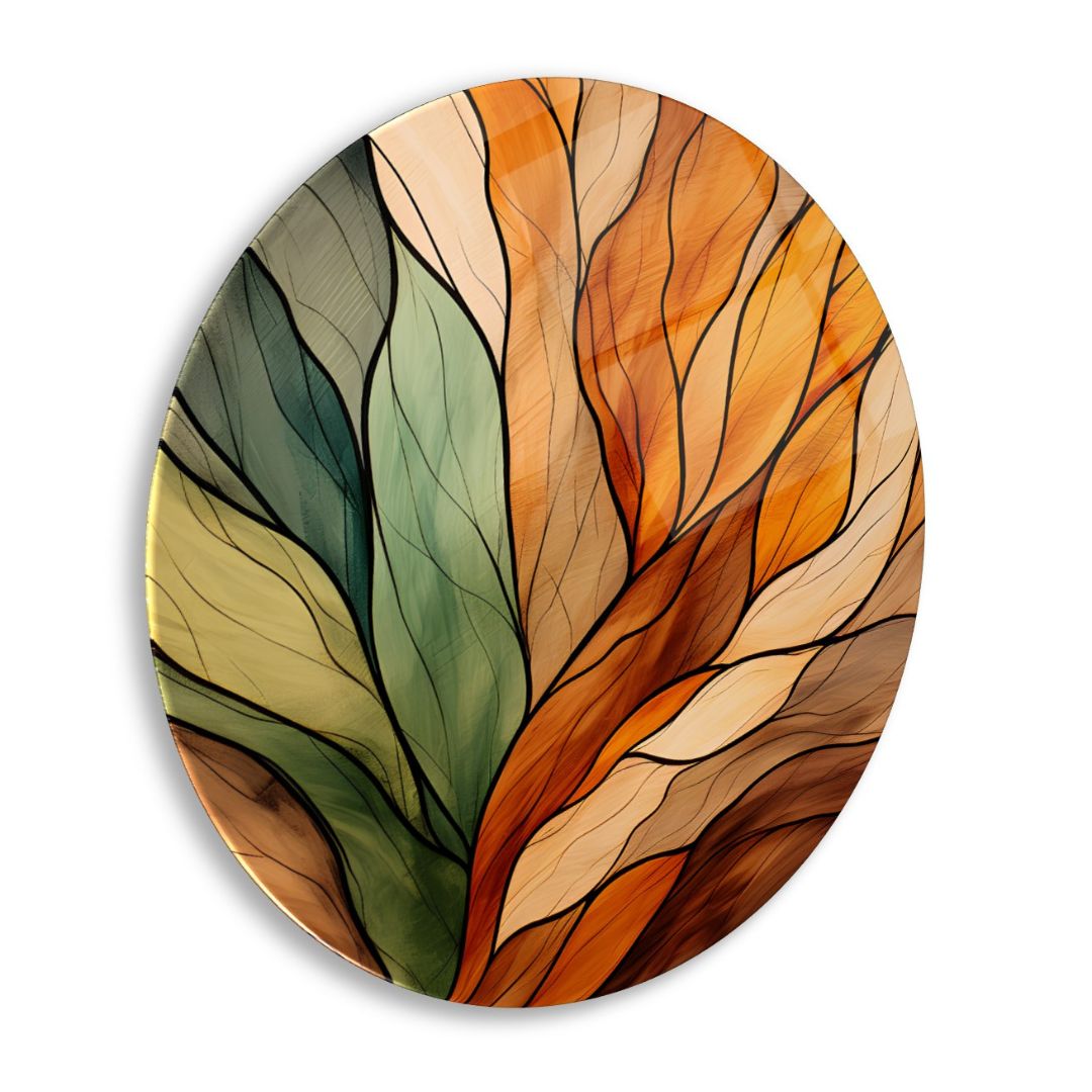 Autumn Leaf Harmony Glass Wall Art