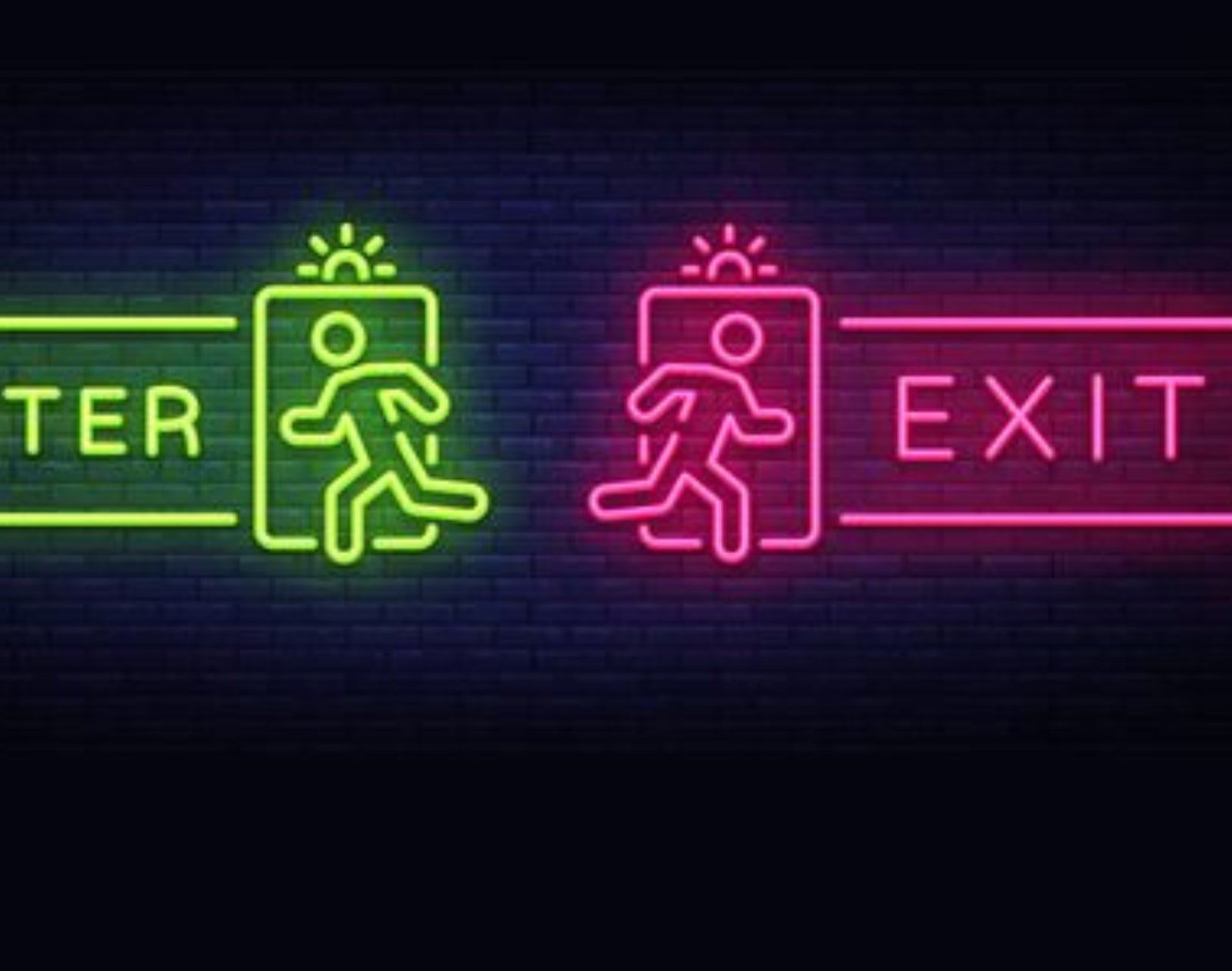 Neon Enter and Exit Directional Sign Set