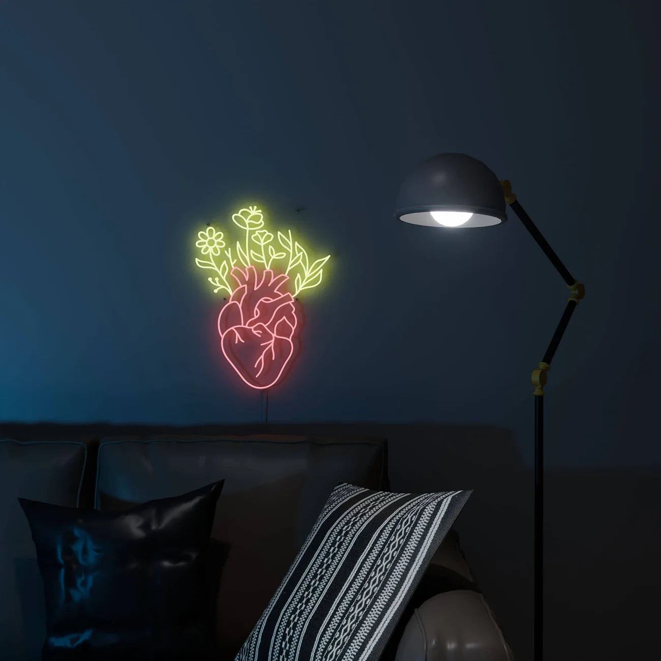 Blossoming Heart Neon Sign