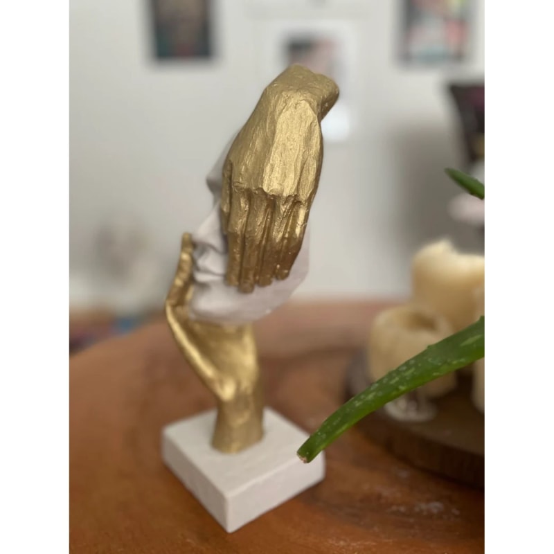 Golden Hand Mask Sculpture