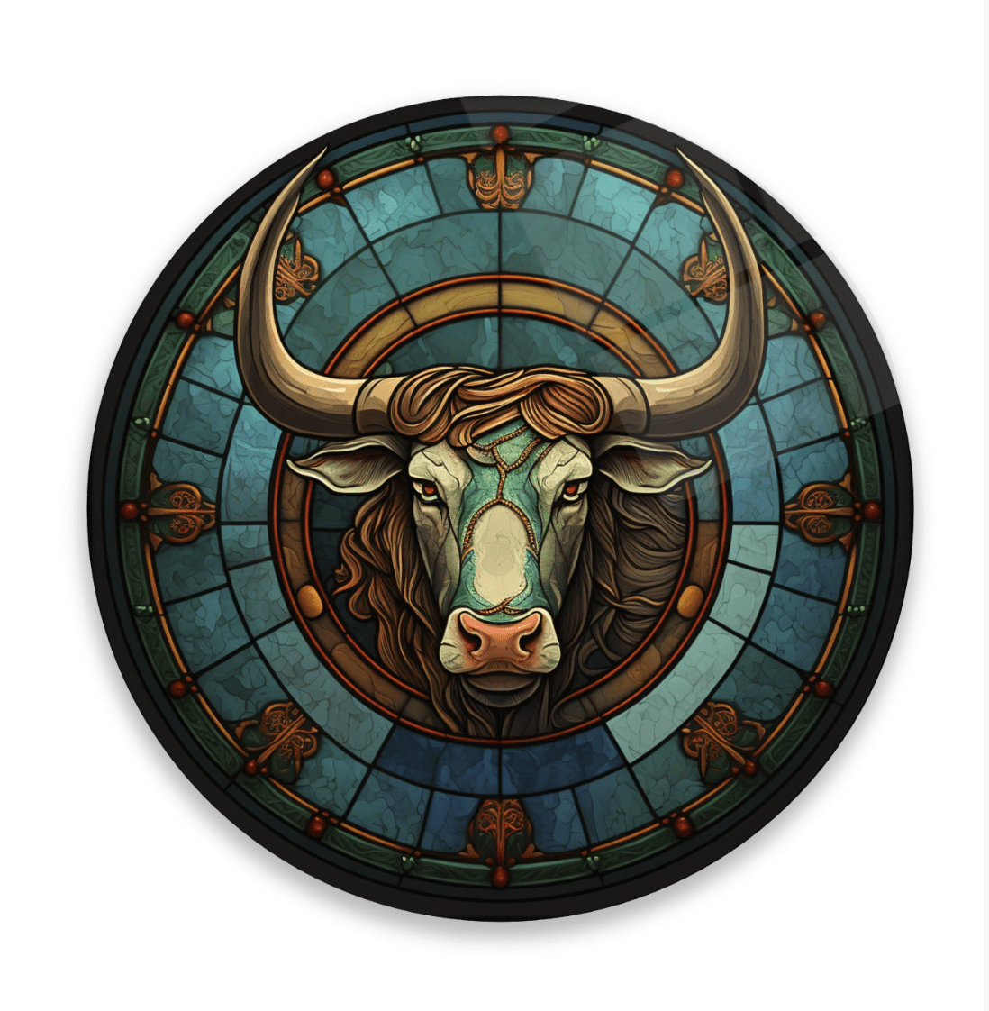 Bull Rounded Glass Wall Art