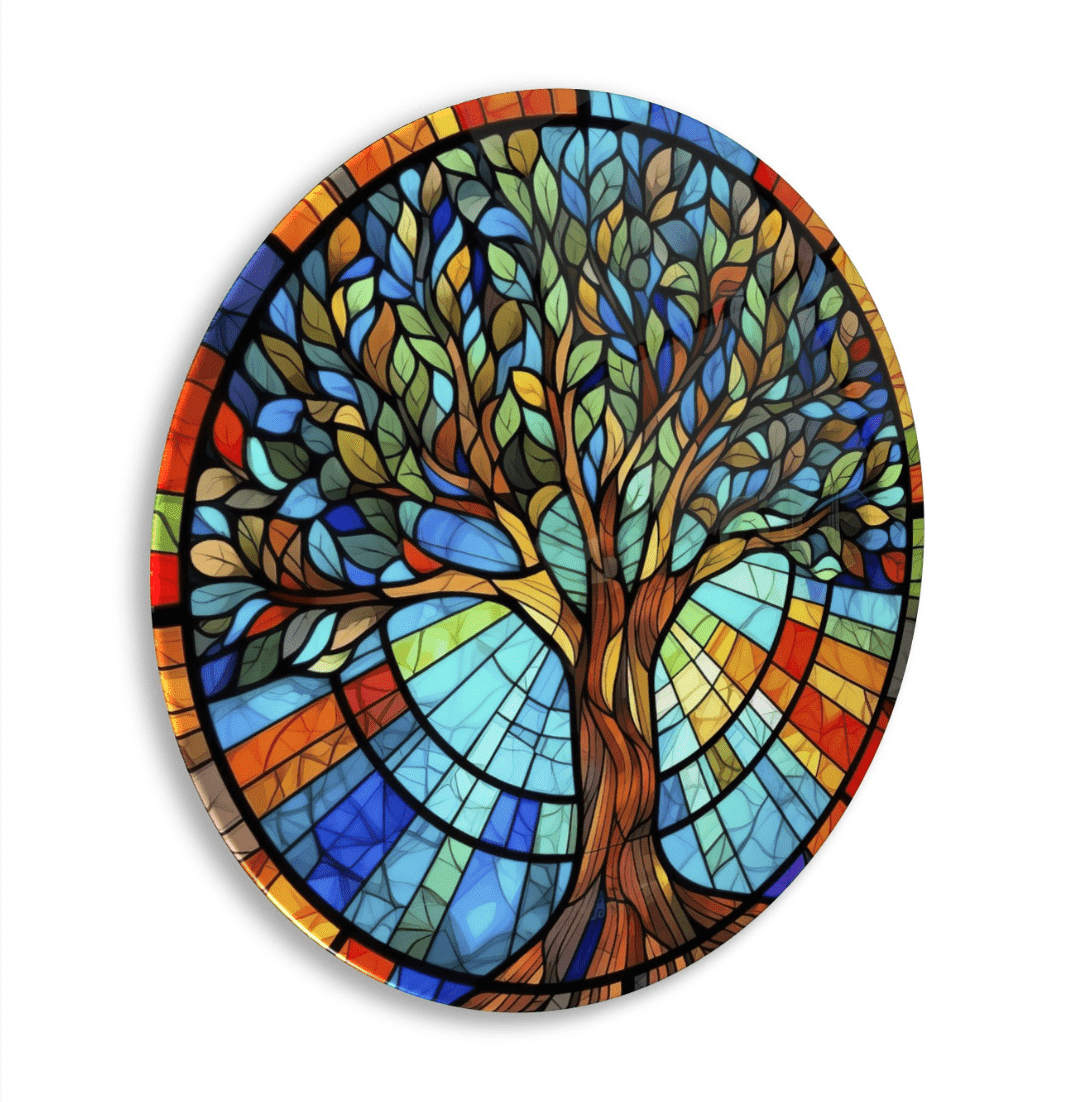 Tree of Life Rounded Glass Wall Art