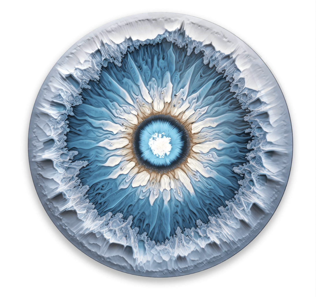 Blue & White Eye Rounded Glass Wall Art