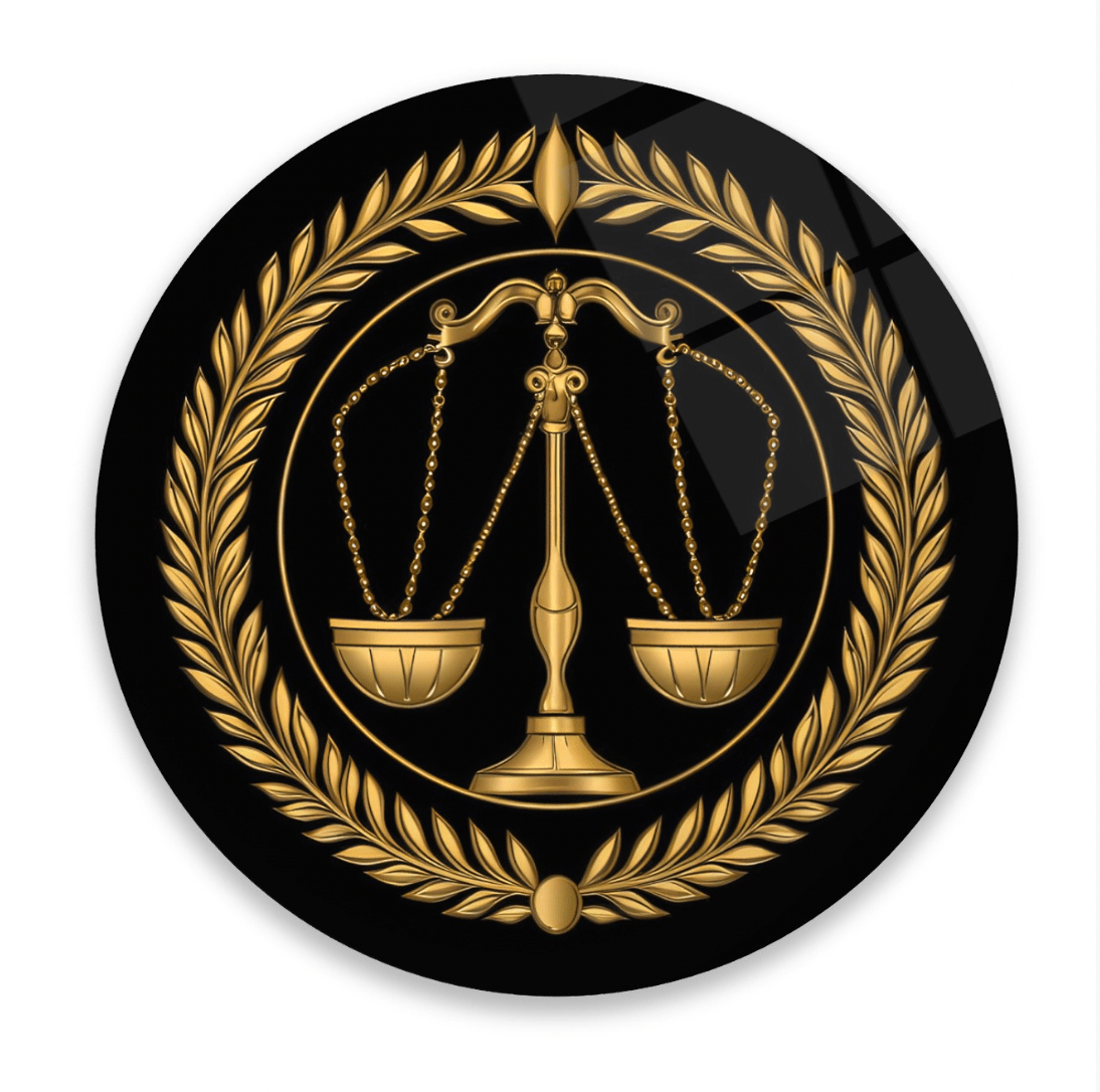 Scales of Justice Rounded Glass Wall Art